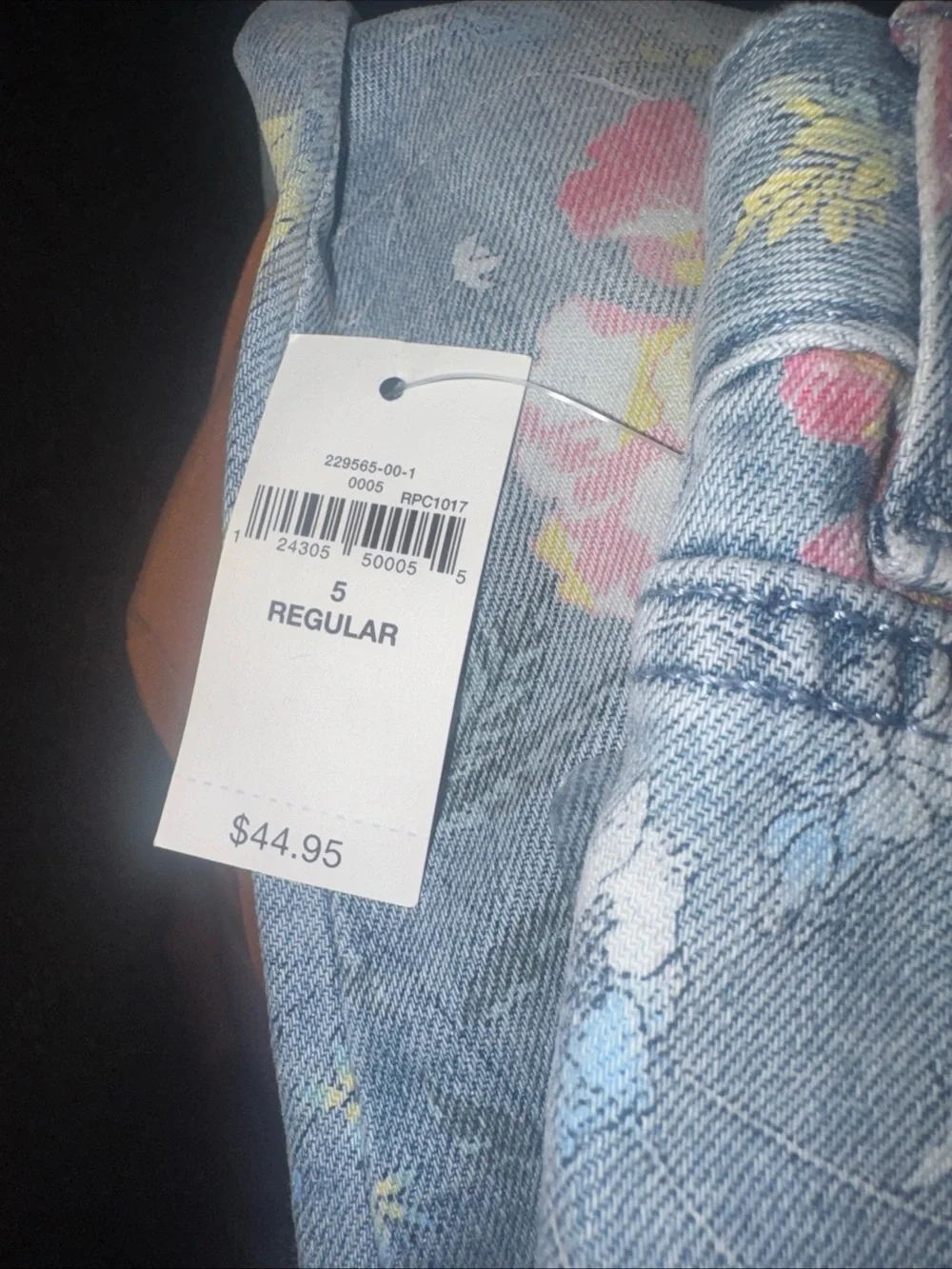 GAP Pink Floral Print Light Blue Skinny Jeans